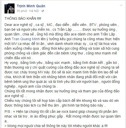 Sao Viet keu goi lam MV vinh danh nhac si Tran Lap-Hinh-2